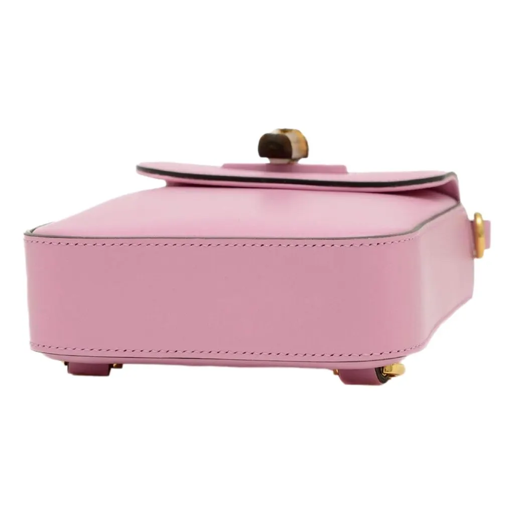 Gucci Bamboo 1947 Mini Pink Leather Top Handle Crossbody Bag Pink Leather Never worn - Box View