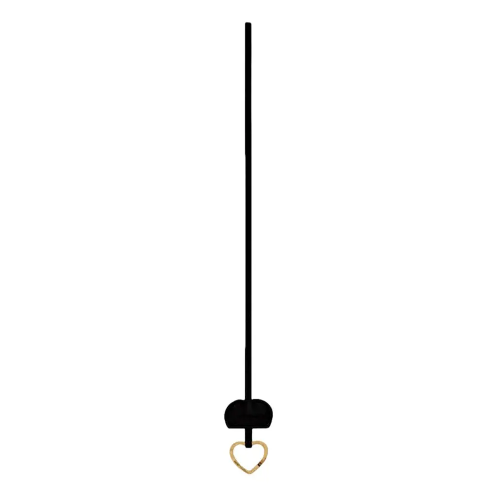 Saint Laurent Black Patent Leather Heart Keyring Necklace Black Leather Never worn - Front View
