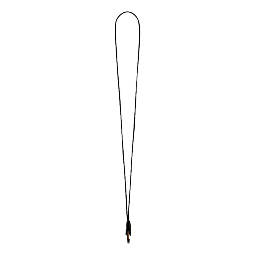 Saint Laurent Black Patent Leather Heart Keyring Necklace Black Leather Never worn - Model View