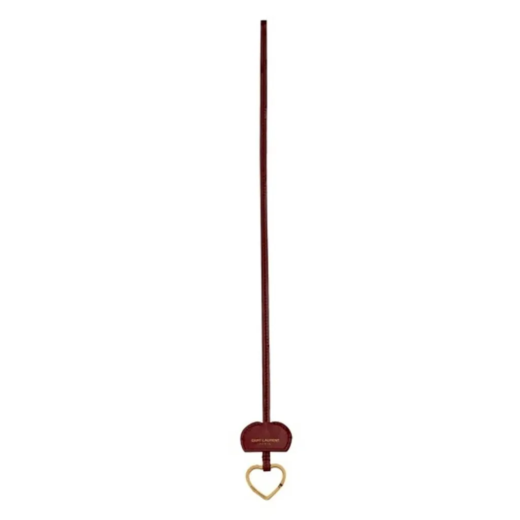 Saint Laurent Opyum Red Patent Leather Heart Keyring Necklace Red Leather Never worn - Back View