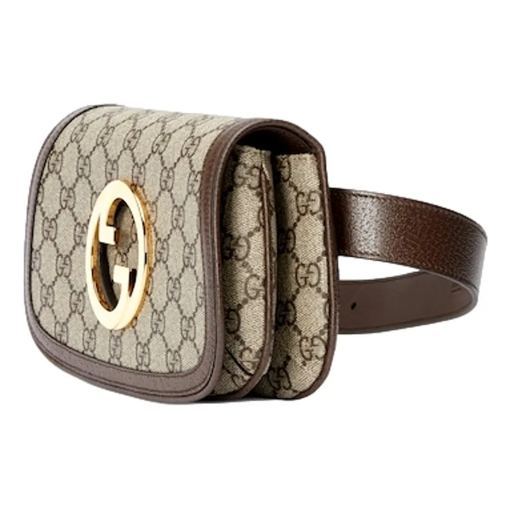 Gucci Blondie GG Supreme Canvas Brown Leather Belt Bag Size 65 Brown Canvas Never worn - Back View