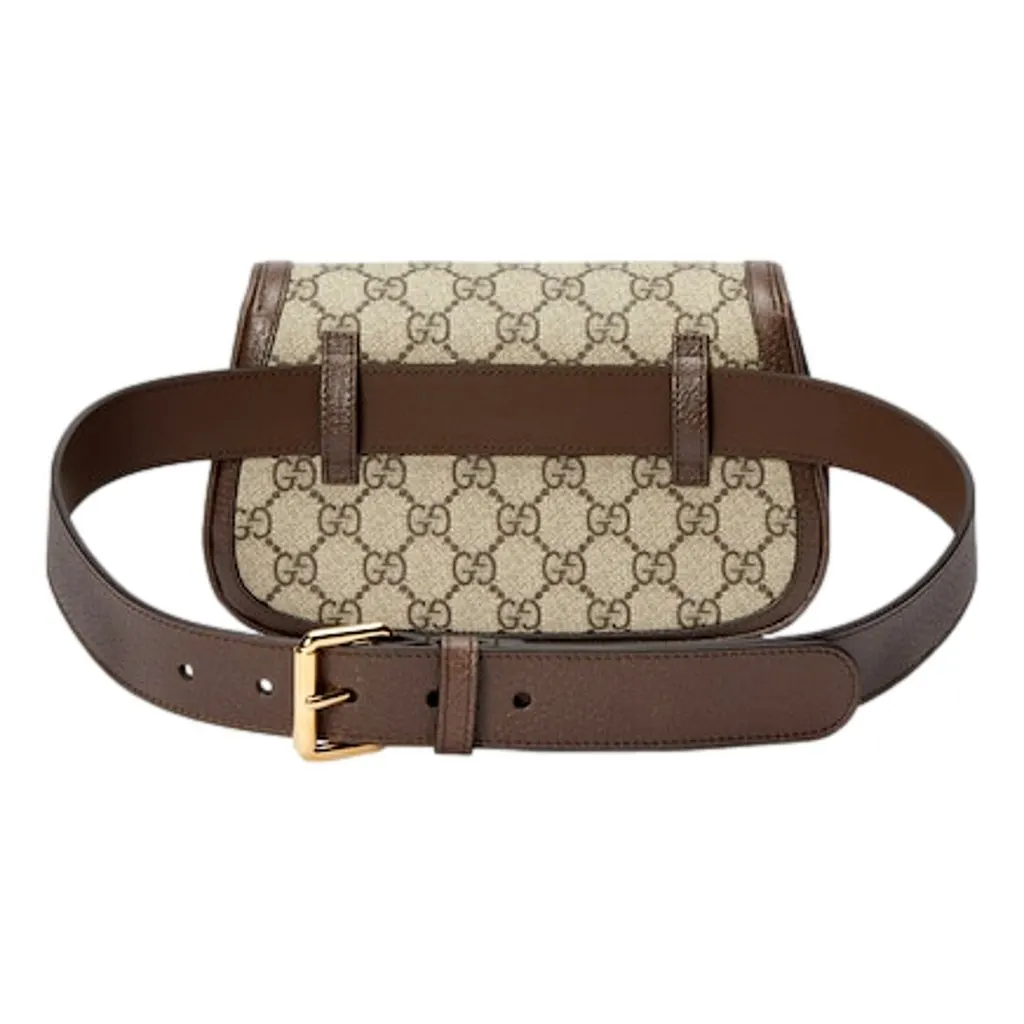 Gucci Blondie GG Supreme Canvas Brown Leather Belt Bag Size 65 Brown Canvas Never worn - Inside View