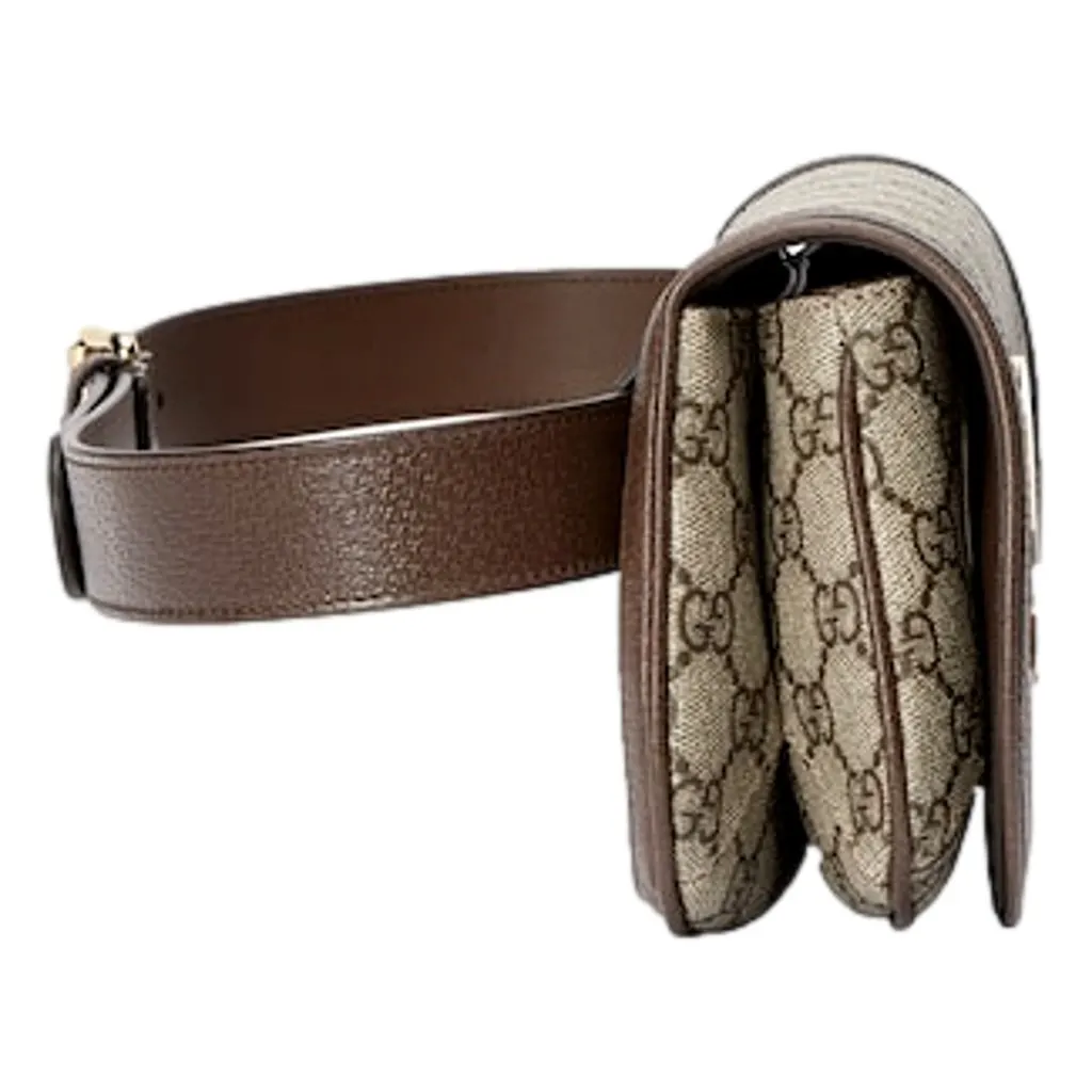 Gucci Blondie GG Supreme Canvas Brown Leather Belt Bag Size 65 Brown Canvas Never worn - Model View