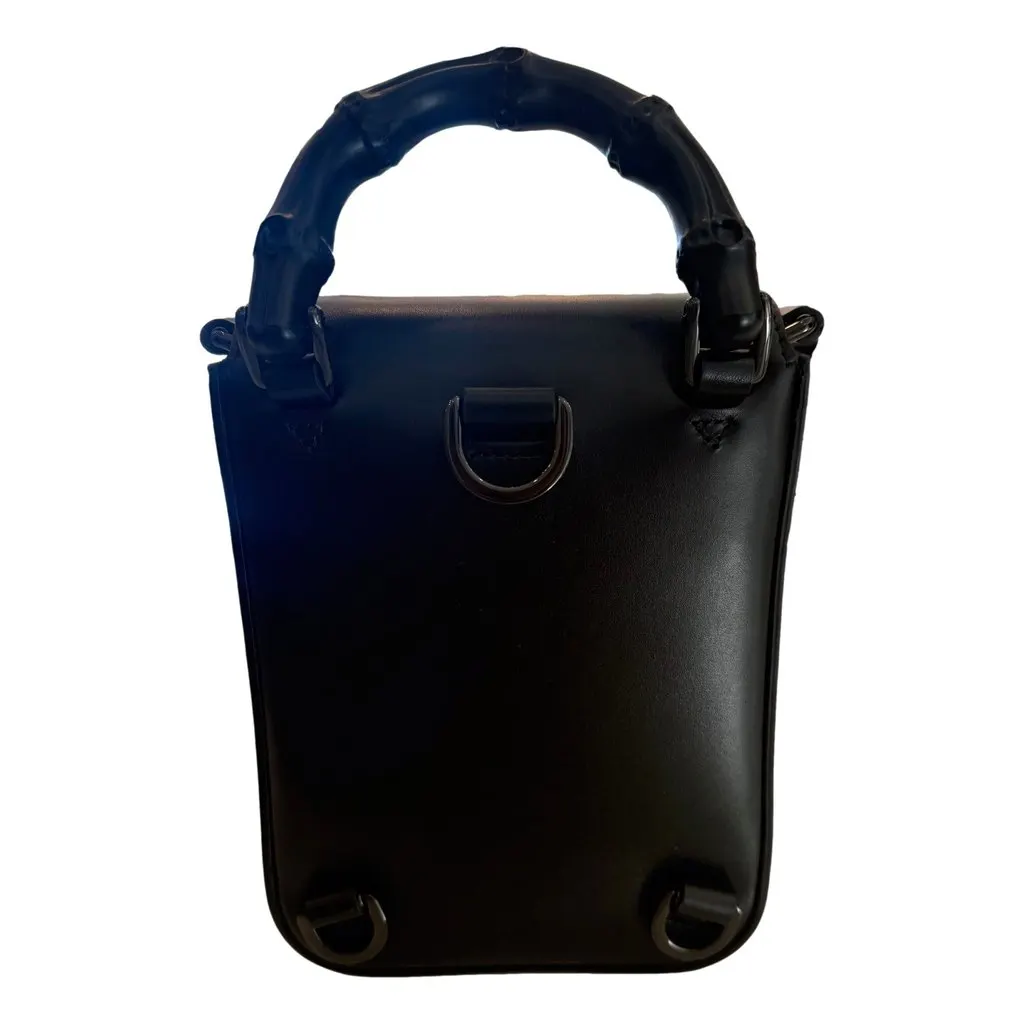 Gucci Bamboo 1947 Mini Black Leather Top Handle Crossbody Bag Black Leather Never worn - Inside View