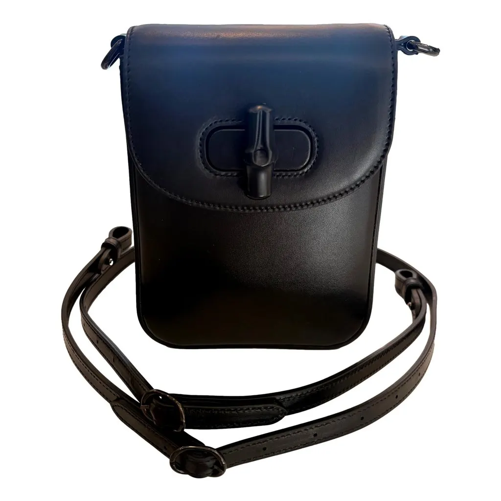 Gucci Bamboo 1947 Mini Black Leather Top Handle Crossbody Bag Black Leather Never worn - Model View
