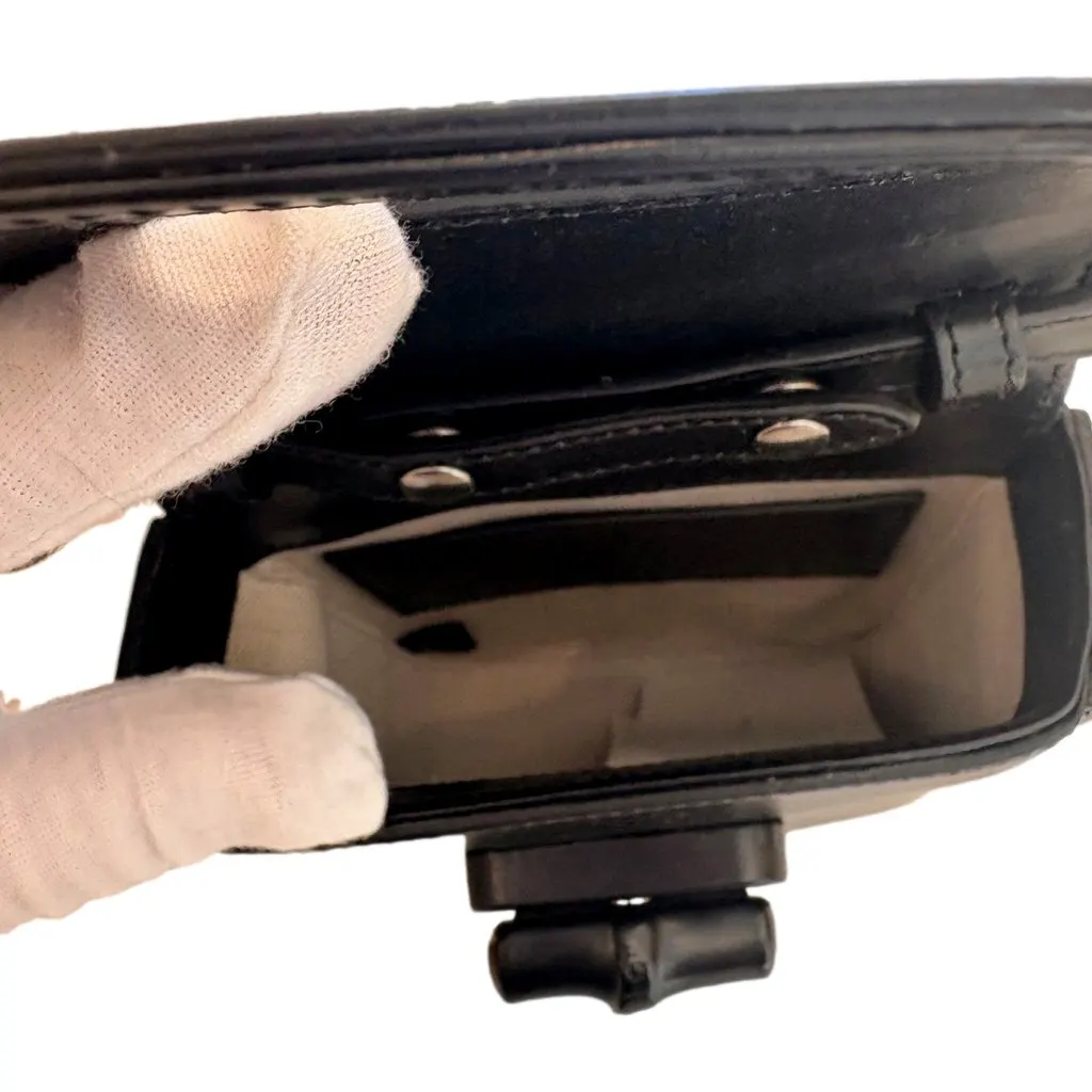 Gucci Bamboo 1947 Mini Black Leather Top Handle Crossbody Bag Black Leather Never worn - Box View