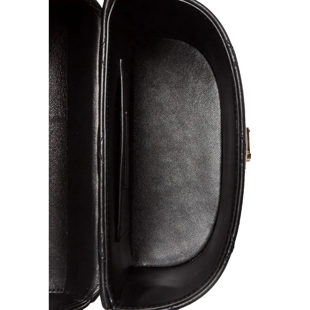 Saint Laurent June Quilted Leather Crossbody Bag in Black with Gold Hardware YSL Closure Black Leather Never worn - Inside View
