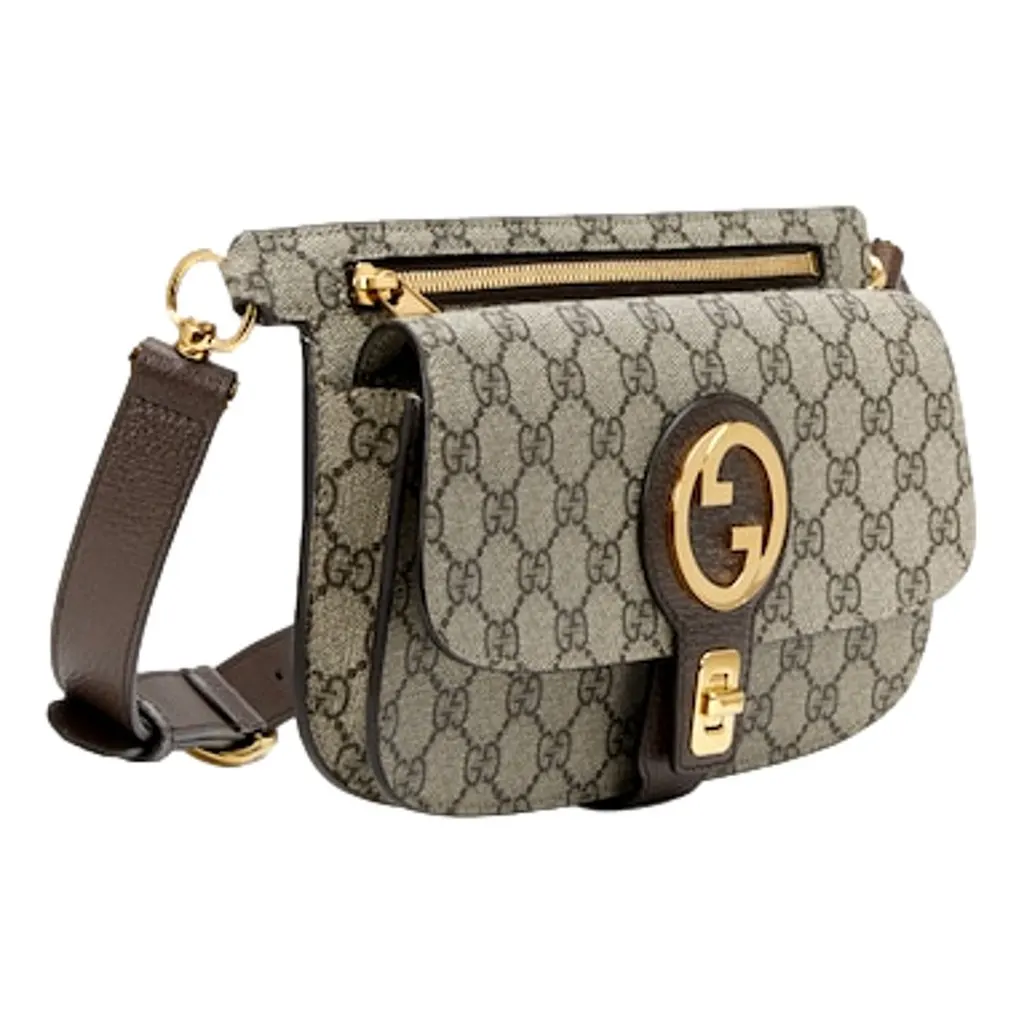 Gucci GG Supreme Blondie Belt Bag Brown Beige Canvas Size 95 MultiColor Canvas Never worn - Inside View
