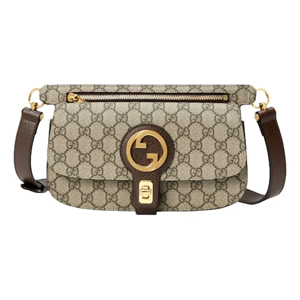 Gucci GG Supreme Blondie Belt Bag Brown Beige Canvas Size 95 MultiColor Canvas Never worn - Box View