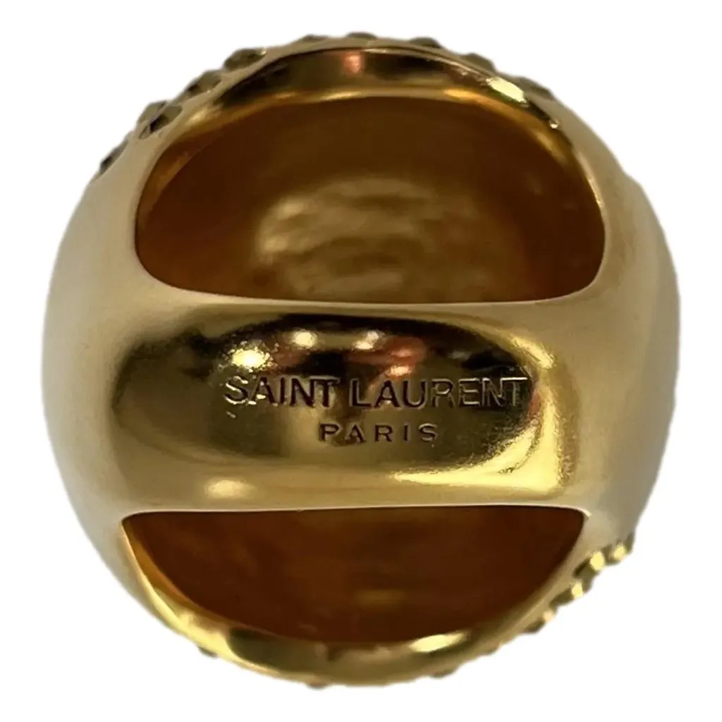 Saint Laurent Edge Egg Rhinestone Cluster Ring in Gold-Tone Metal Size 6 Gold Never worn - Inside View