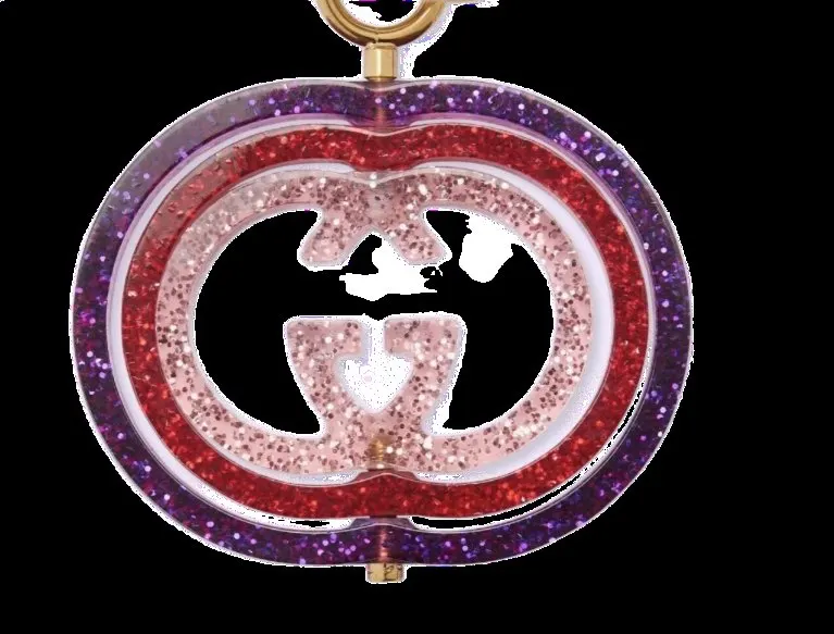 Gucci Interlocking G Purple and Red Glitter Keychain Handbag Charm Red Never worn - Back View