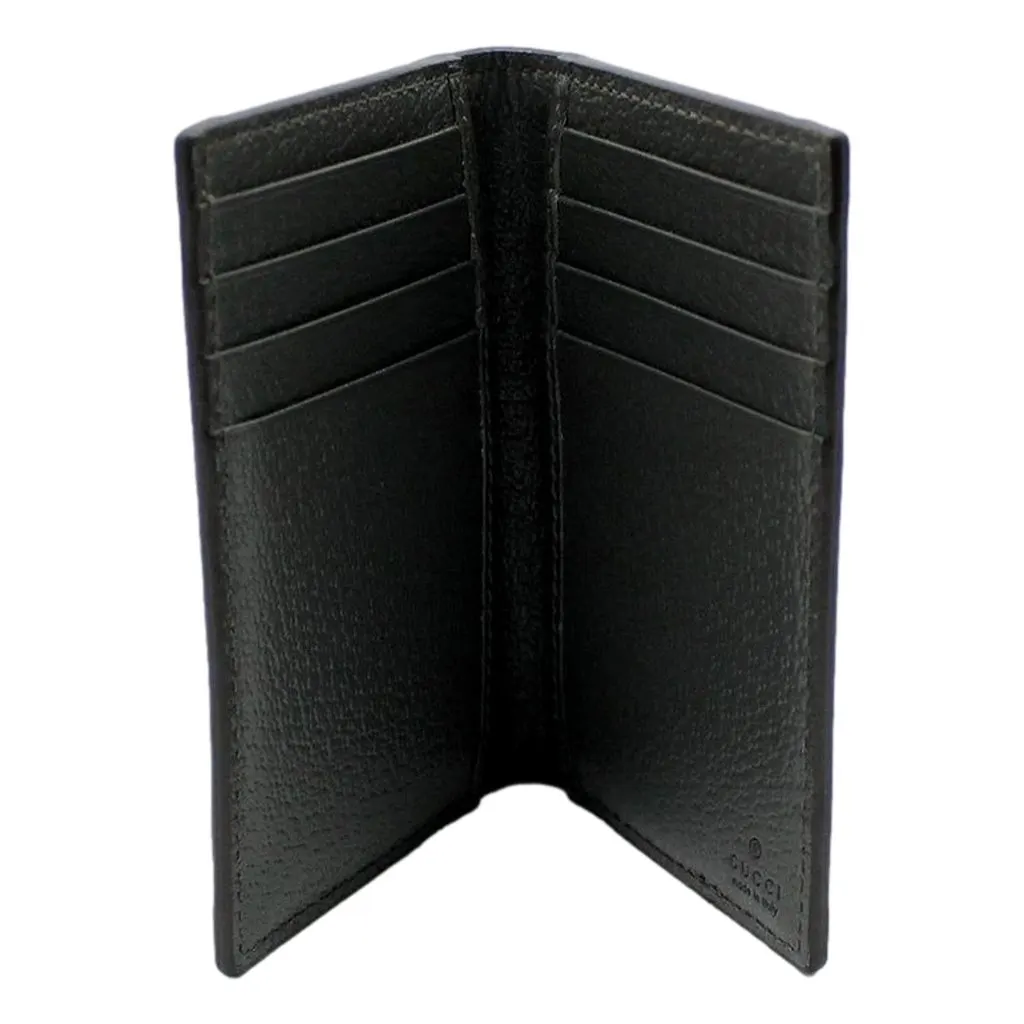 Gucci Ophidia Silver Gray Supreme Bifold Card Case Wallet Brown Canvas Never worn - Box View