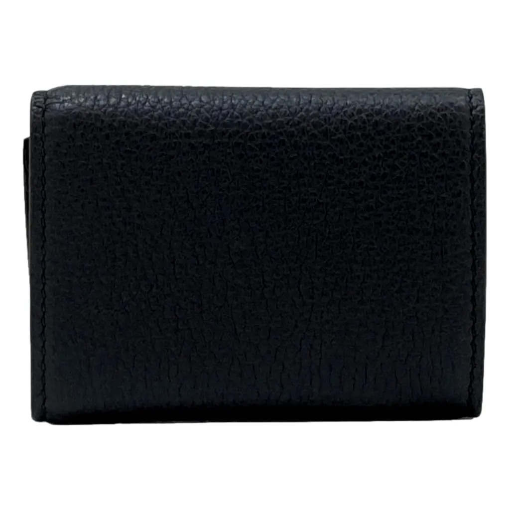 Gucci Black Pebbled Leather Tri Fold Wallet Coin Pouch Gold Hardware Black Leather Never worn - Inside View
