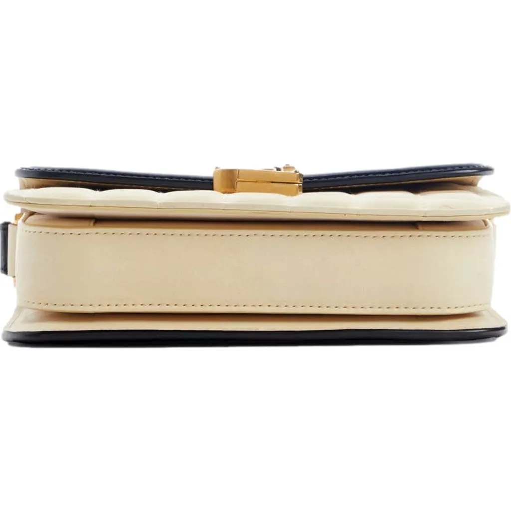 Saint Laurent YSL Solferino Ivory Quilted Suede Leather Shoulder Bag Black Leather Never worn - Inside View