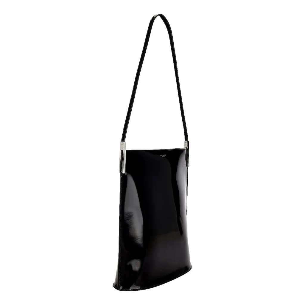 Saint Laurent Black Patent Leather Shopping Tote Shoulder Bag Black Leather Never worn - Back View