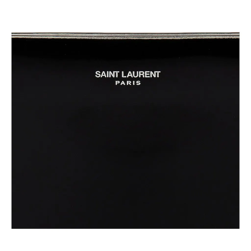 Saint Laurent Black Patent Leather Shopping Tote Shoulder Bag Black Leather Never worn - Inside View