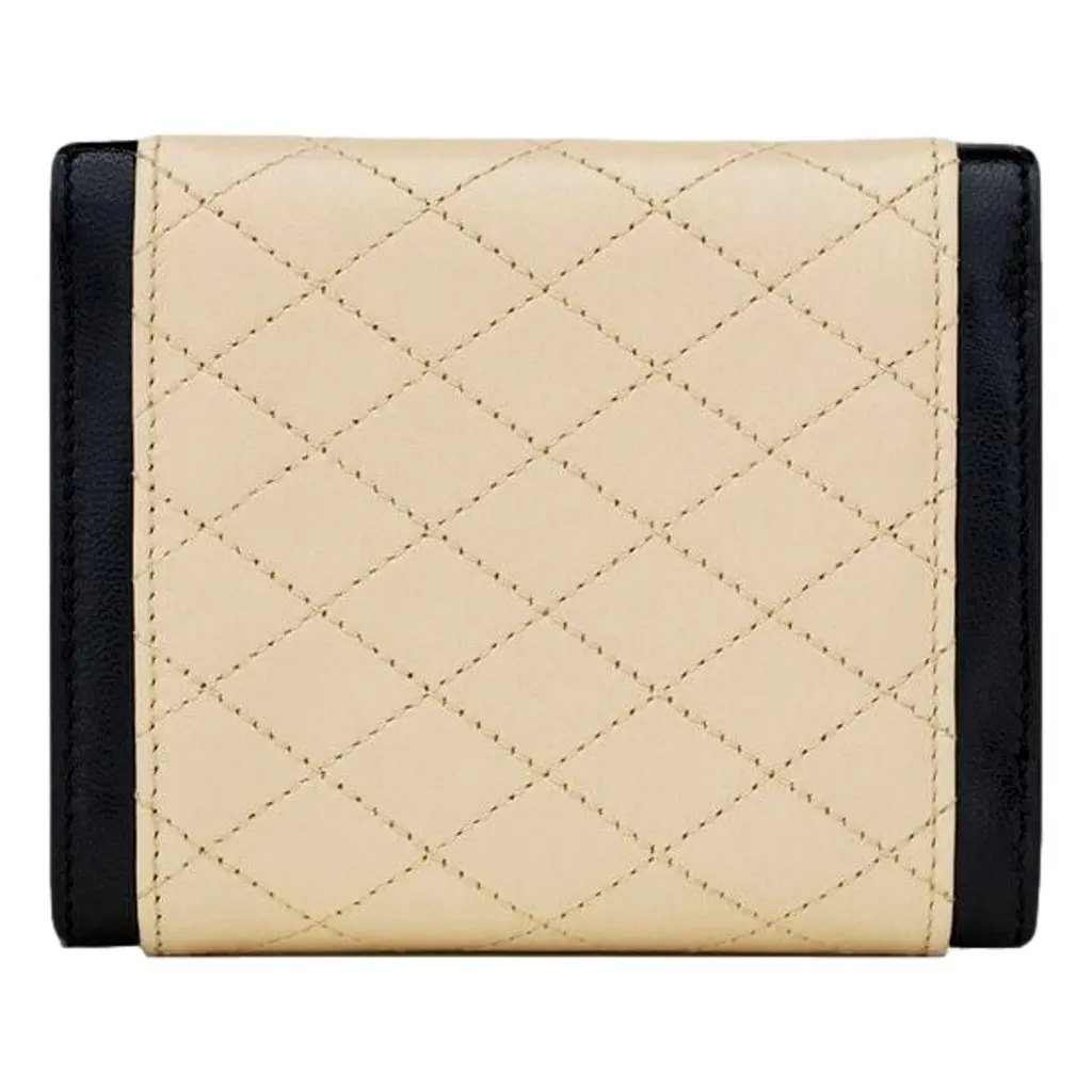 Saint Laurent Saint Laurent Gaby Small Envelope Wallet Cream Black Quilted Lambskin YSL Gold Logo Pink Leather Never worn - Back View