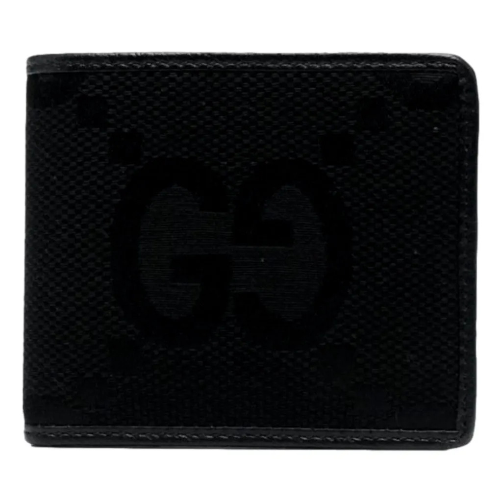 Gucci Jumbo GG Canvas Leather Black Bifold Wallet Black Canvas Never worn - Front View