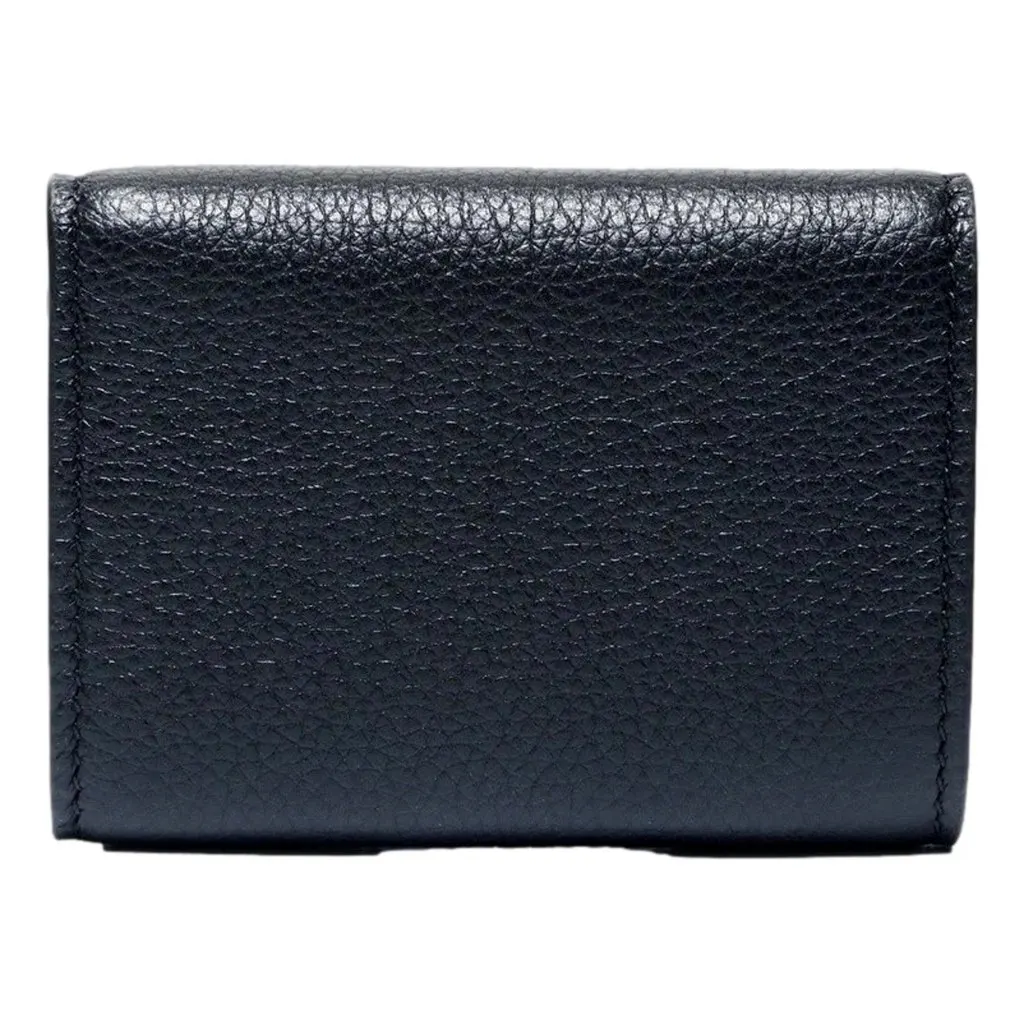 Gucci Embossed Logo Mini Tri-Fold Wallet Black Yellow Pebbled Leather Black Leather Never worn - Back View