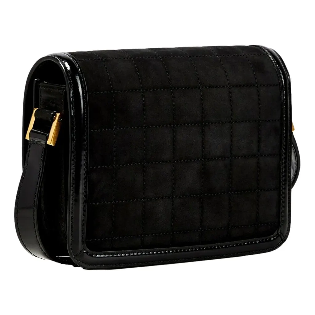 Saint Laurent Solferino Leather Black Quilted Suede Shoulder Bag Black Suede Never worn - Back View