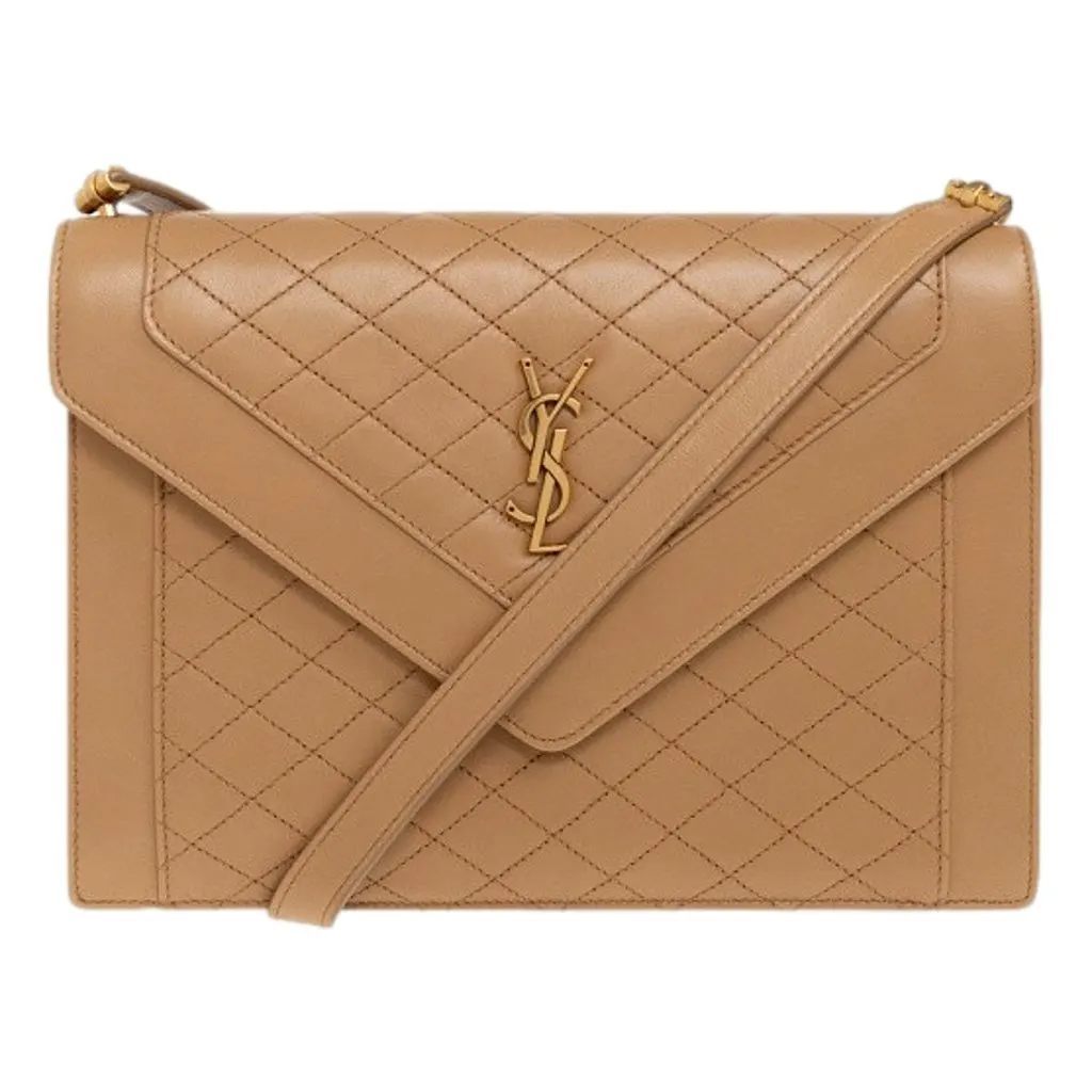 Saint Laurent Gaby Quilted Lambskin Shoulder Bag Beige MultiColor Leather Never worn - Back View