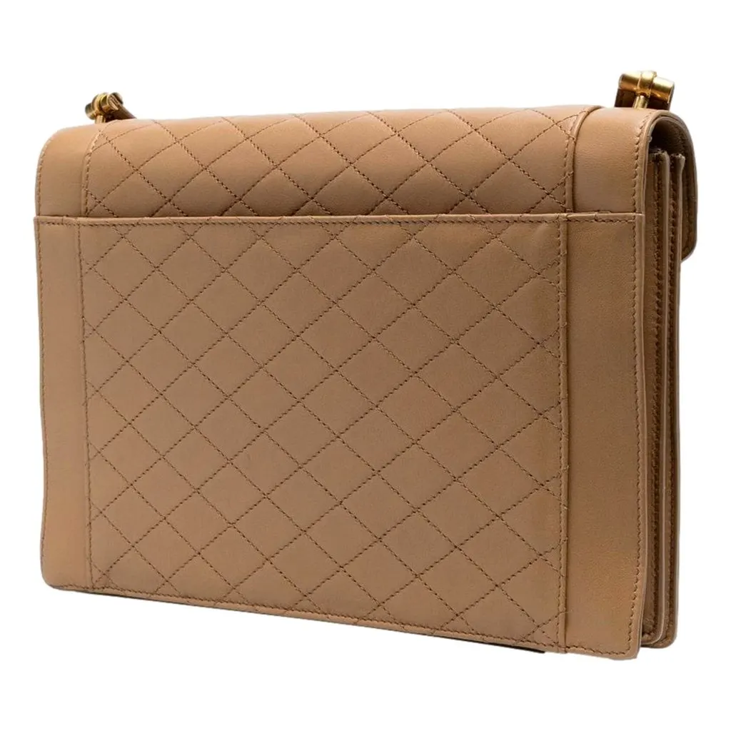 Saint Laurent Gaby Quilted Lambskin Shoulder Bag Beige MultiColor Leather Never worn - Model View