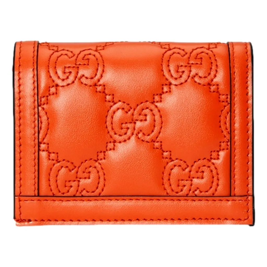 Gucci GG Quilted Matelasse Leather Card Case Wallet In Orange Orange Leather Never worn - Inside View