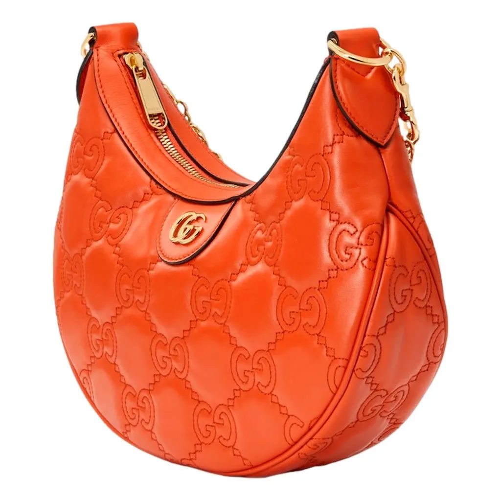 Gucci GG Quilted Matelasse Leather Small Shoulder Handbag In Orange Orange Leather Never worn - Back View