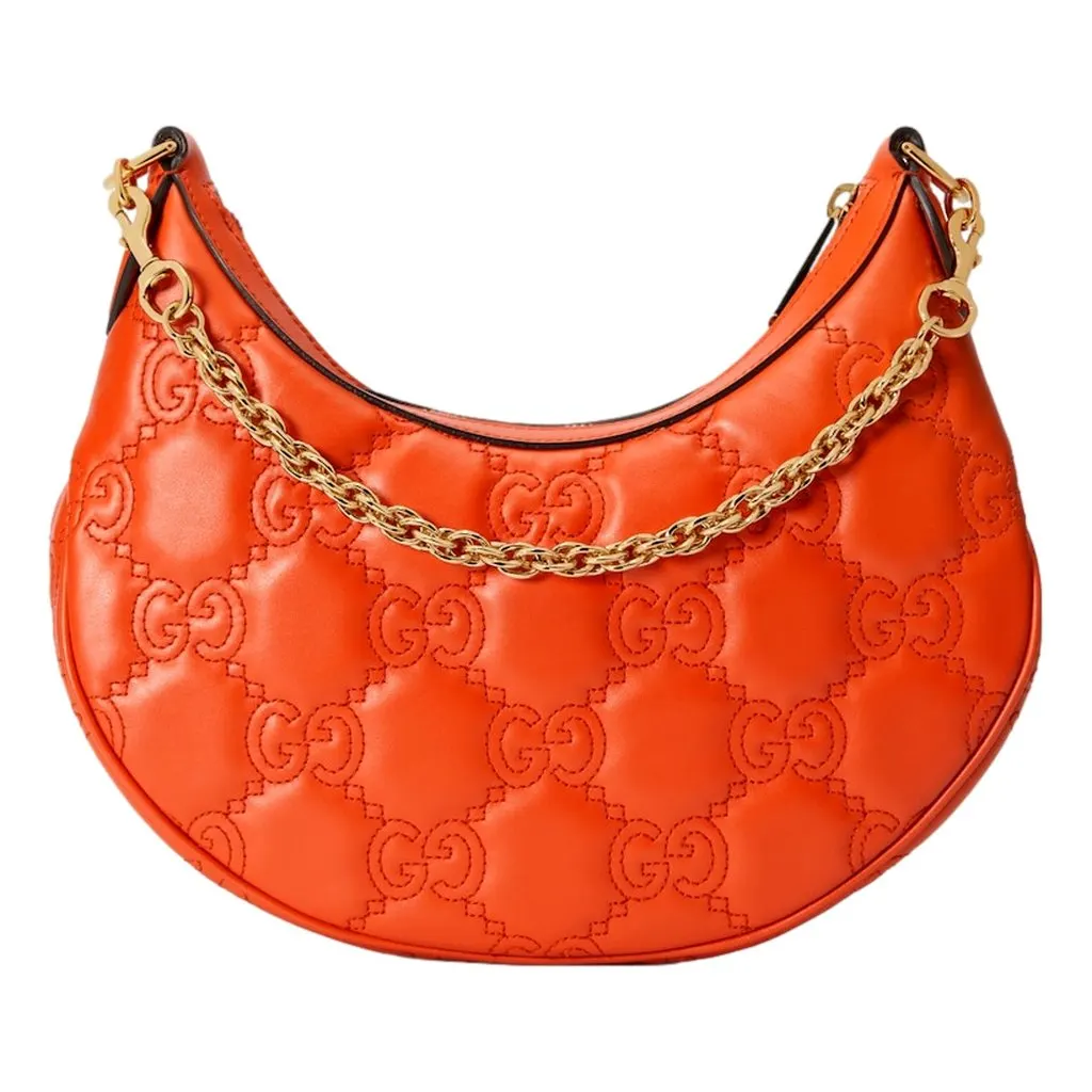 Gucci GG Quilted Matelasse Leather Small Shoulder Handbag In Orange Orange Leather Never worn - Inside View