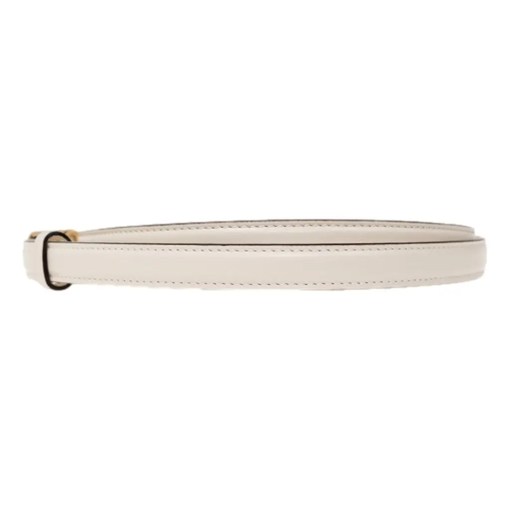 Gucci Cream Leather Belt with Metal Gold Logo Lettering Size 80 White Leather Never worn - Inside View
