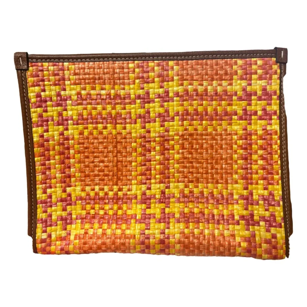 Gucci Gucci Summer Stories Forte dei Marmi Raffia Ophidia Clutch Yellow Leather Never worn - Back View