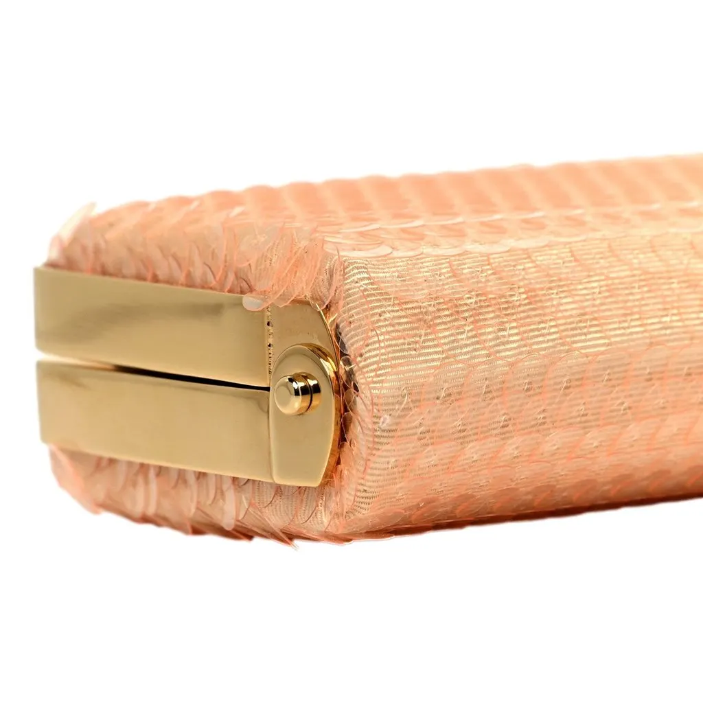 Gucci Broadway Small Sequin Moire Clutch Crossbody Peach Light Pink Pink Leather Never worn - Box View