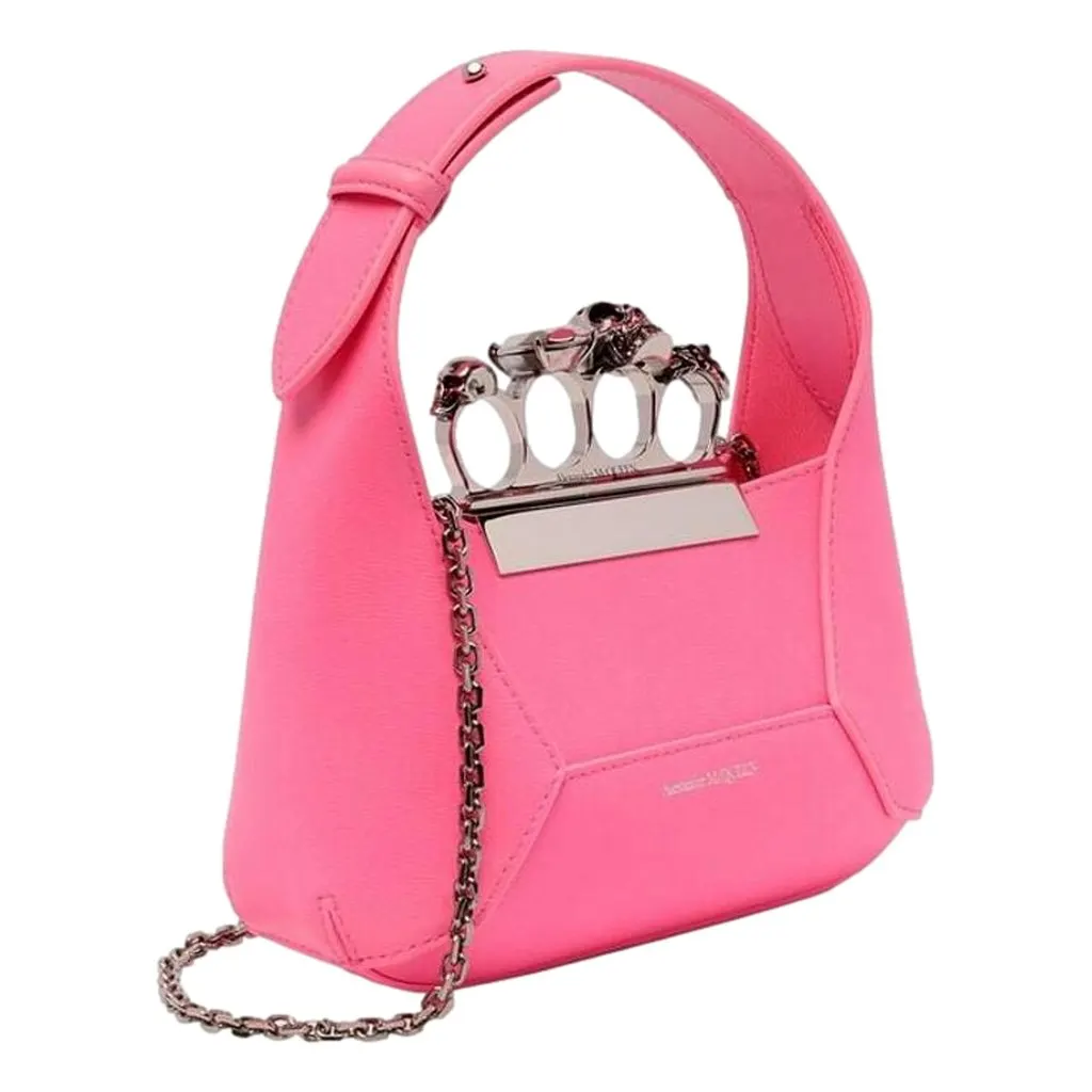 Alexander McQueen The Jewelled Hobo Mini Bag in Pink Pink Leather Never worn - Back View