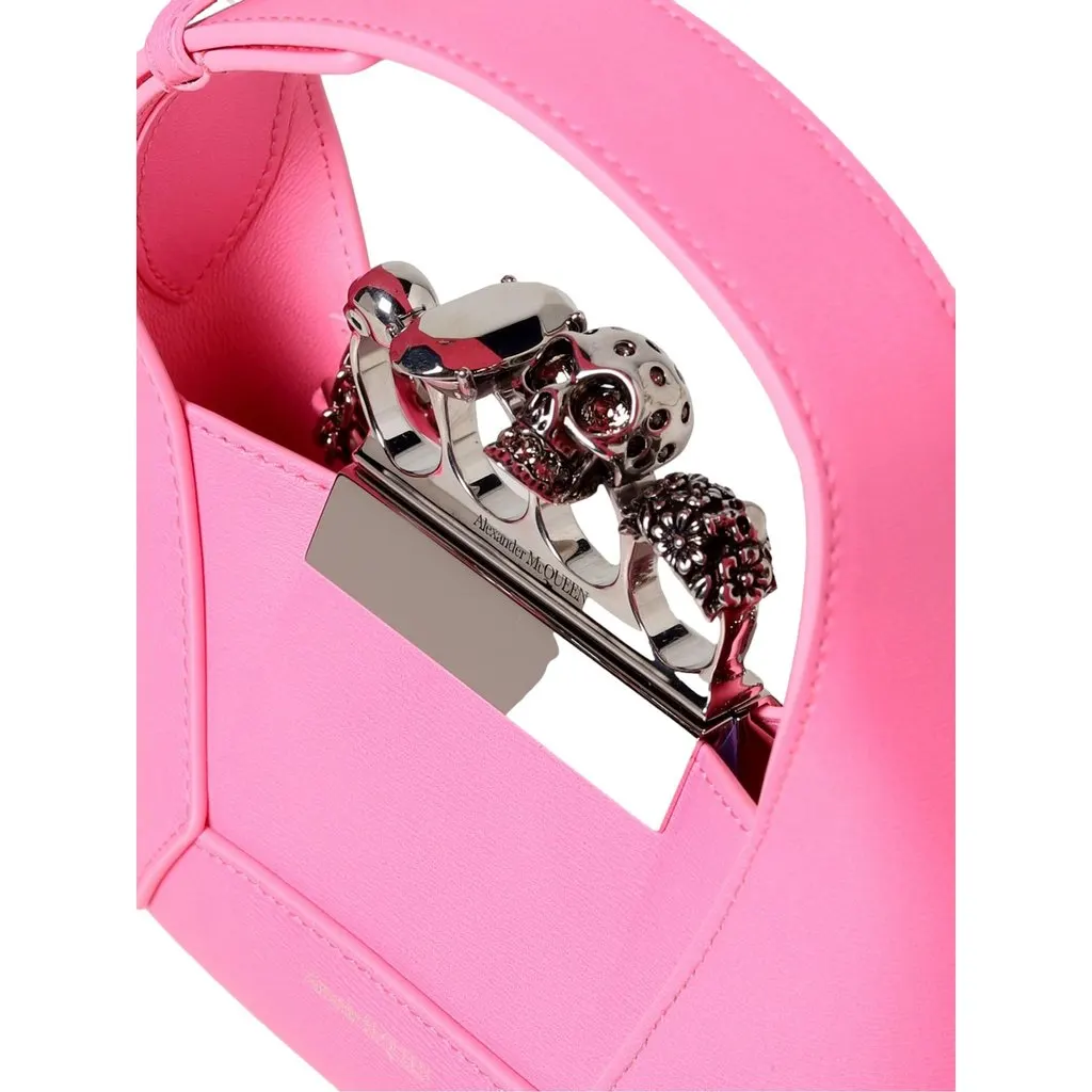 Alexander McQueen The Jewelled Hobo Mini Bag in Pink Pink Leather Never worn - Model View