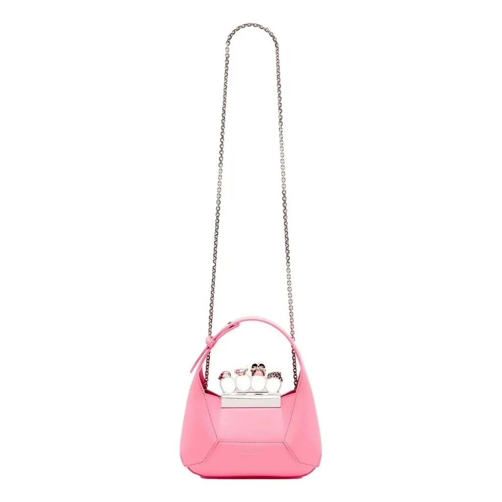 Alexander McQueen The Jewelled Hobo Mini Bag in Pink Pink Leather Never worn - Box View