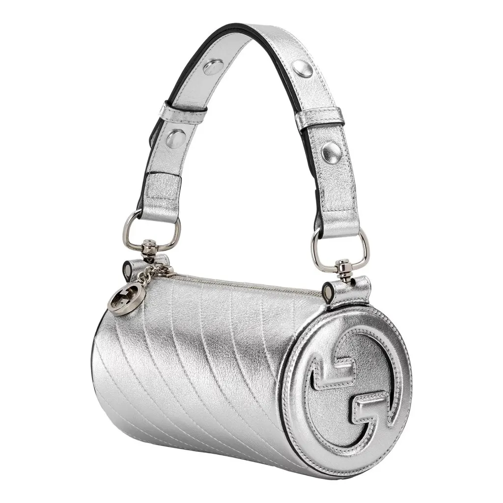 Gucci Blondie Mini Shoulder Bag in Metallic Silver Leather Silver Leather Never worn - Front View