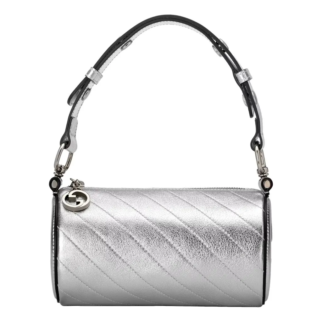 Gucci Blondie Mini Shoulder Bag in Metallic Silver Leather Silver Leather Never worn - Back View