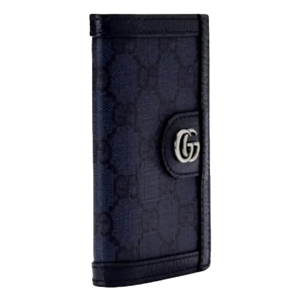 Gucci Ophidia Navy Blue Supreme Bifold Card Case Wallet Blue Leather Never worn - Inside View