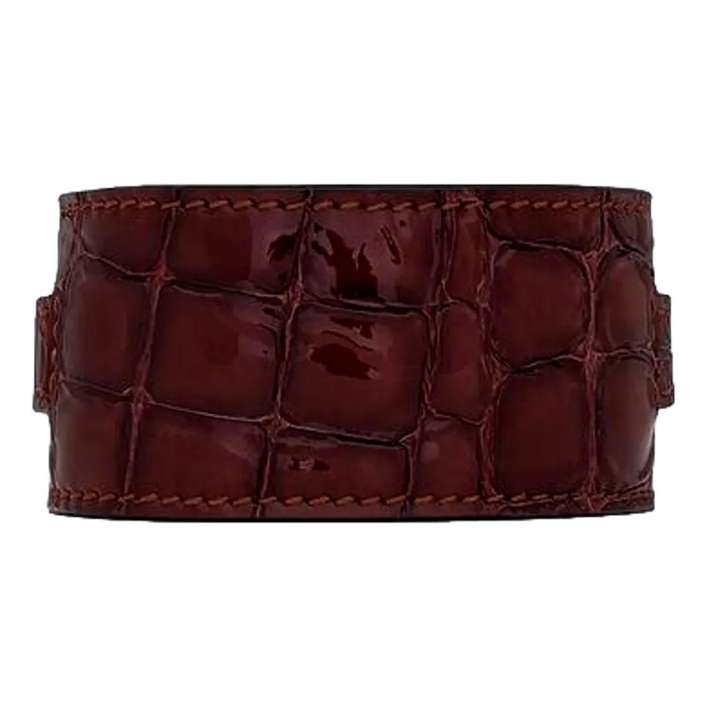 Saint Laurent Le Carre Red Croc-Embossed Leather Double Wrap Bracelet Gold YSL Medium Red Leather Never worn - Back View