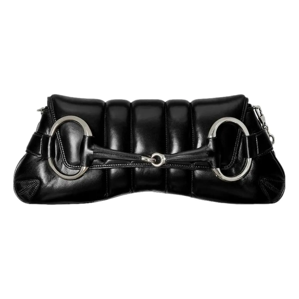 Gucci Horsebit Vertical Quilted Leather Medium Shoulder Bag Black Black Leather Never worn - Inside View