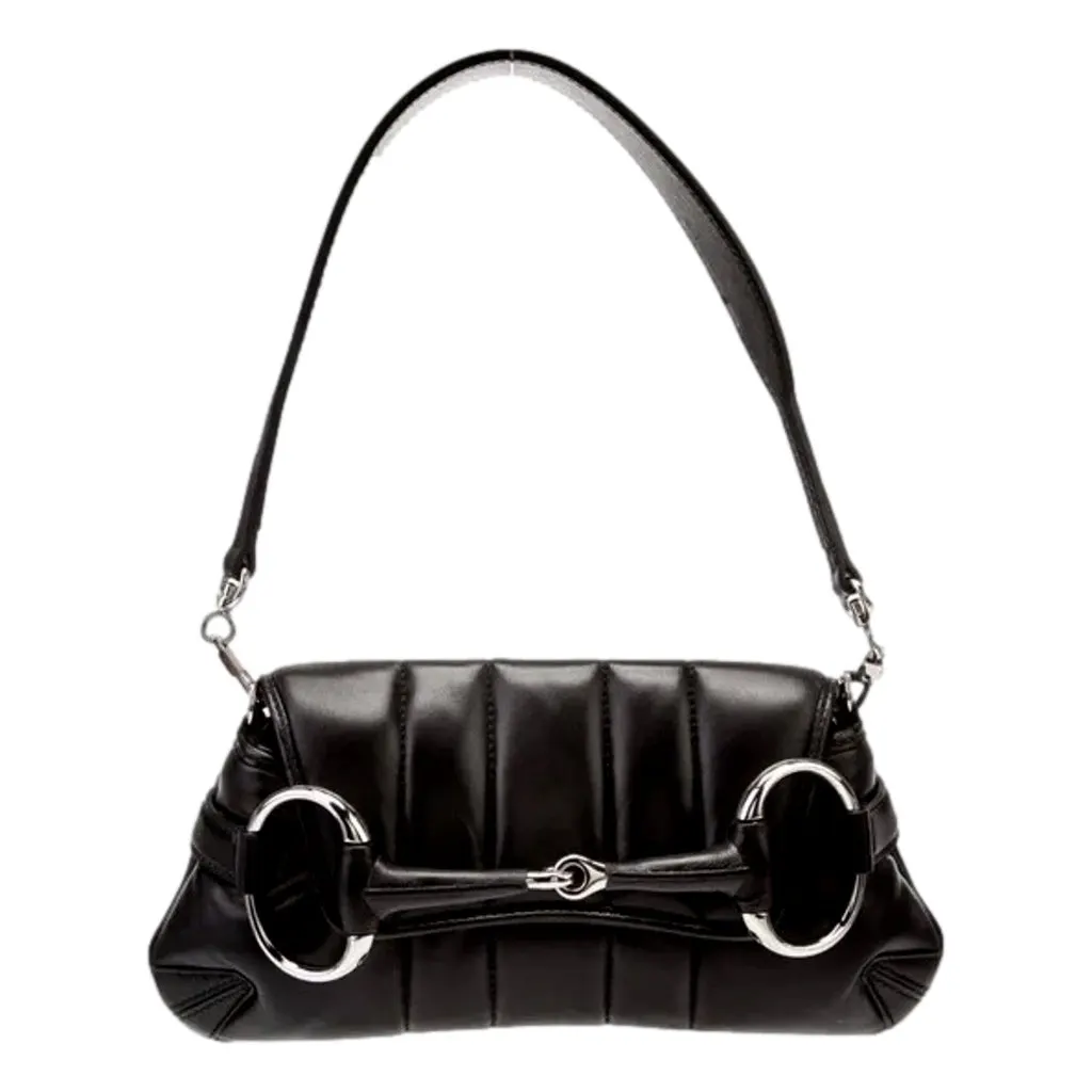 Gucci Horsebit Quilted Leather Small Chain Shoulder Bag Black Black Leather Never worn - Front View
