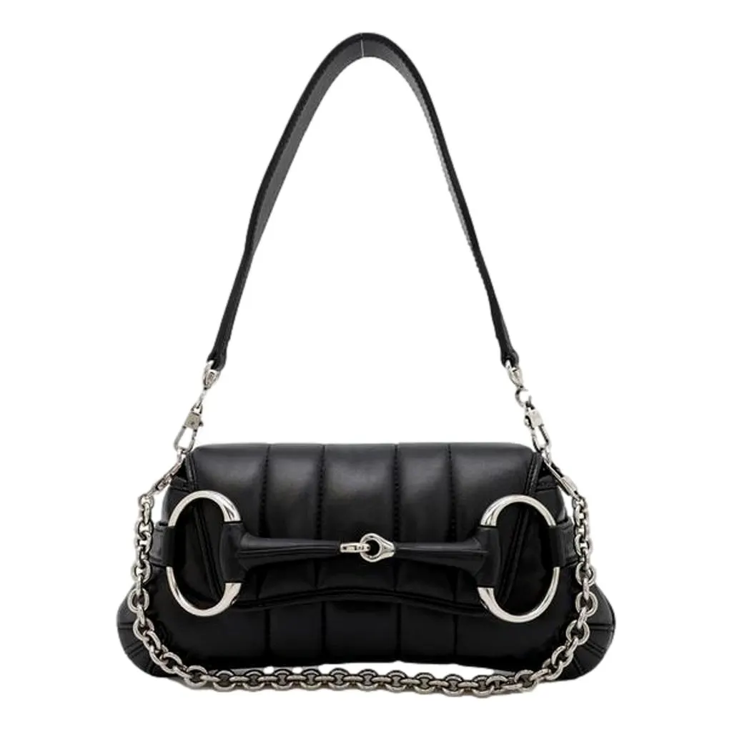 Gucci Horsebit Quilted Leather Small Chain Shoulder Bag Black Black Leather Never worn - Back View