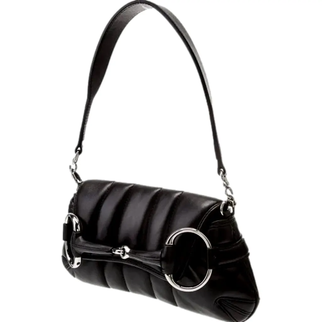 Gucci Horsebit Quilted Leather Small Chain Shoulder Bag Black Black Leather Never worn - Inside View