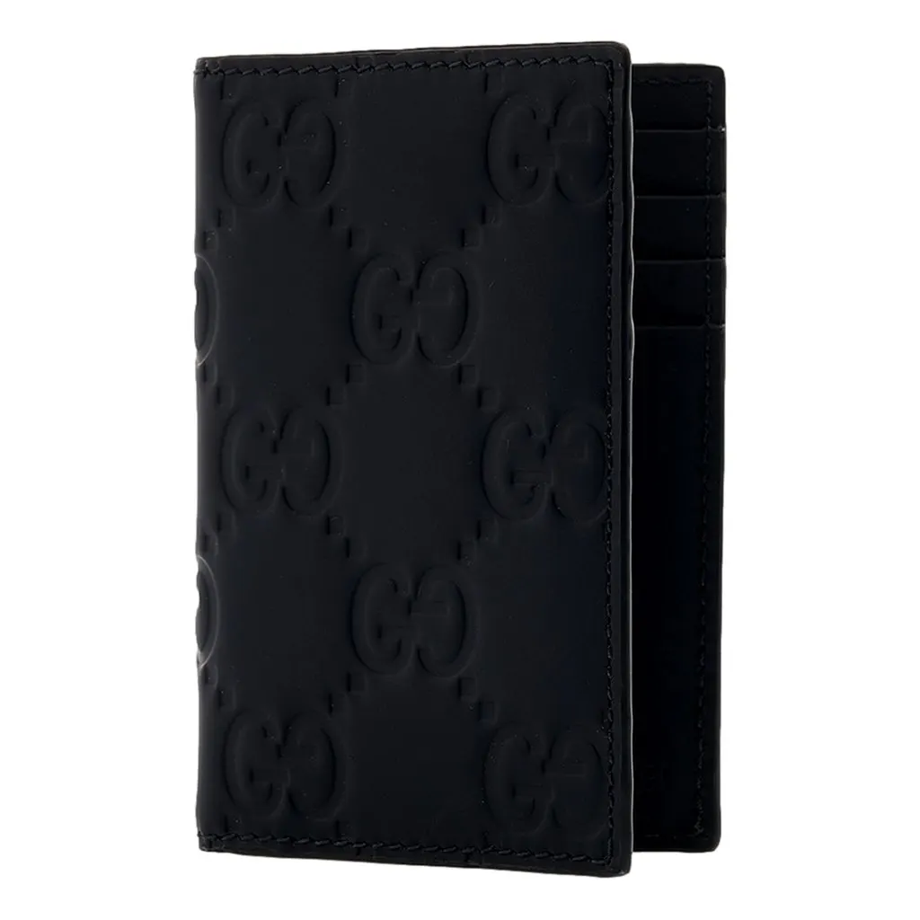 Gucci GG Rubber Effect Long Card Case Black Leather Wallet Black Leather Never worn - Back View