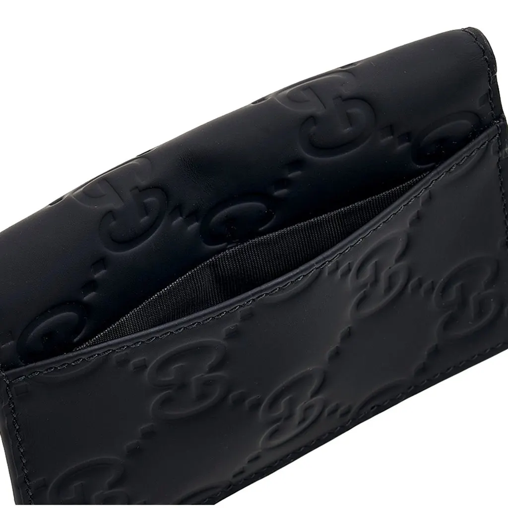 Gucci GG Rubber Effect Long Card Case Black Leather Wallet Black Leather Never worn - Box View
