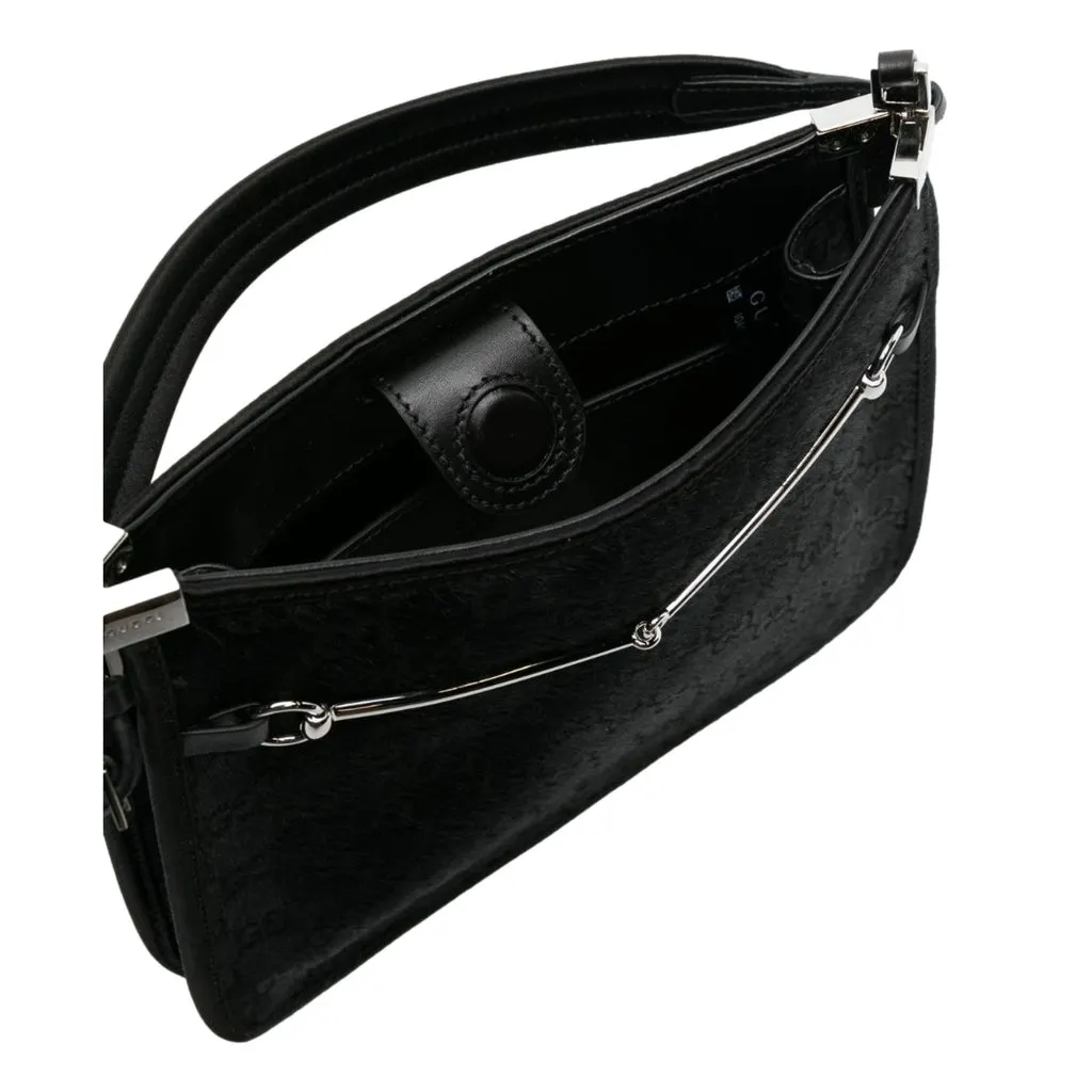 Gucci Horsebit Black Fur Slim Shoulder Bag Black Leather Never worn - Inside View