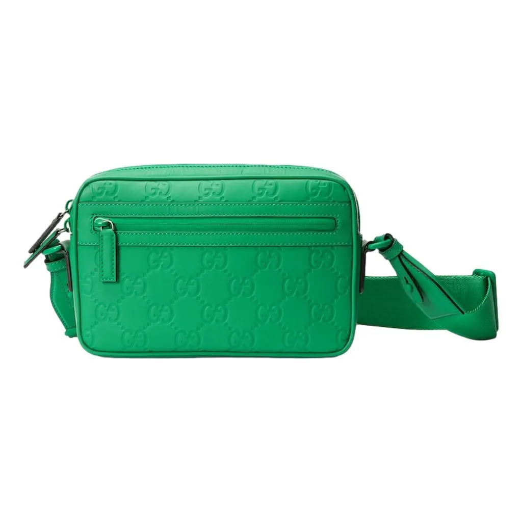 Gucci GG Rubber Effect Crossbody Bag in Green Green Leather Never worn - Front View