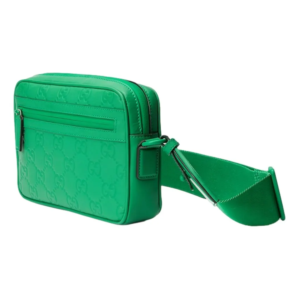 Gucci GG Rubber Effect Crossbody Bag in Green Green Leather Never worn - Back View