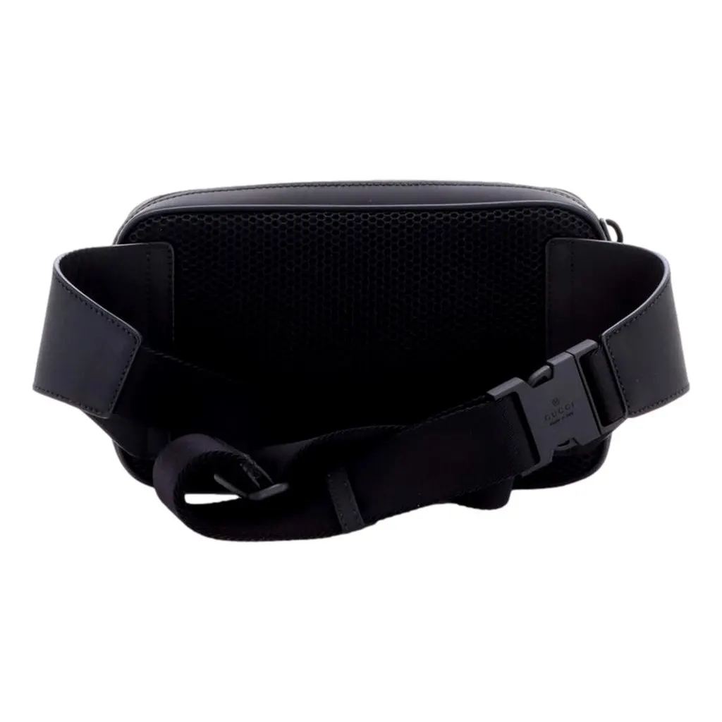 Gucci GG Rubber Effect Small Belt Bag Body Bag Waist Pouch Black Black Leather Never worn - Inside View