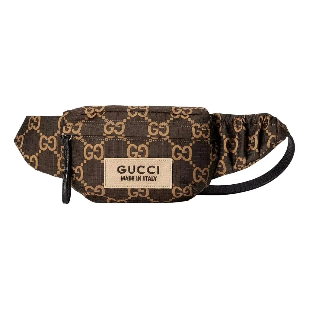 Gucci GG Ripstop Waist Bag Beige Brown Recycled Fabric Belt Bag Beige Leather Never worn - Front View